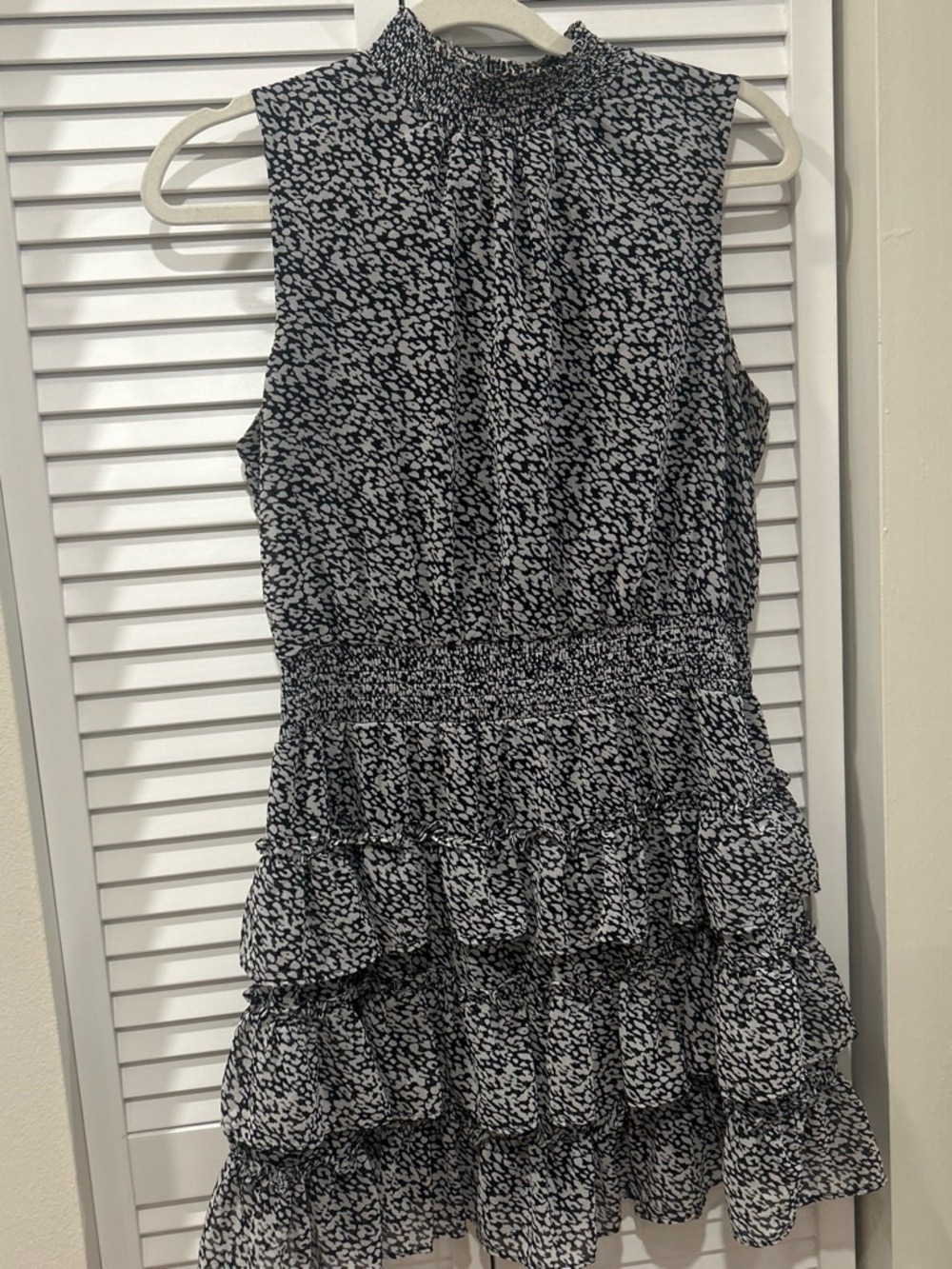 Sleeveless Black and White Ruffle Tiered Dress